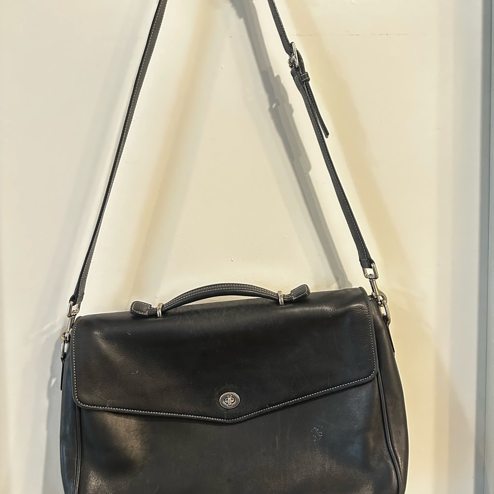 Black Coach Lexington Leather Messenger Bag